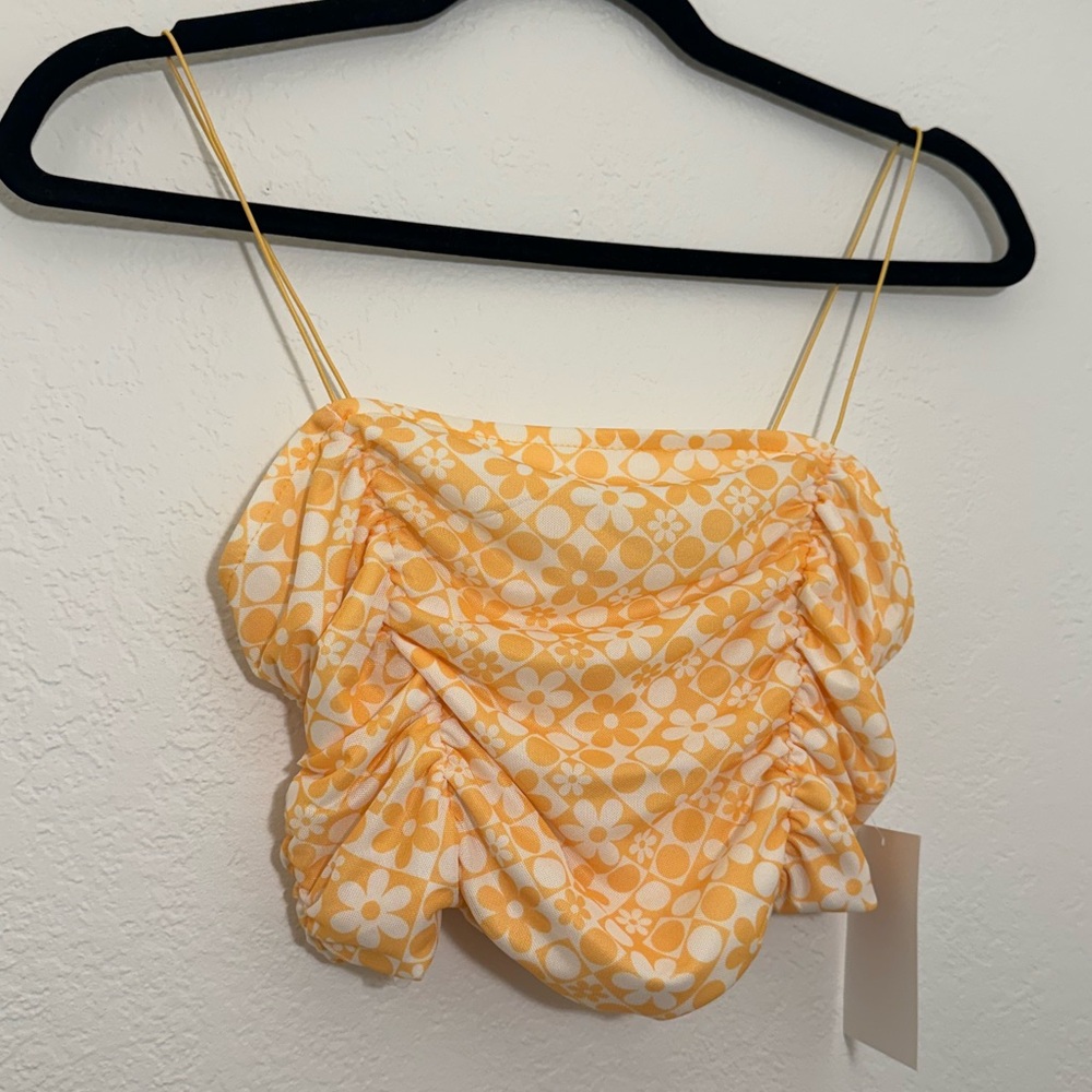 Orange Flower Crop Tank